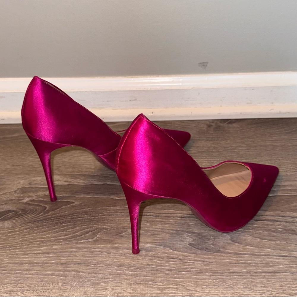 Aldo Fuchsia pink Satin Pointed toe Stiletto Pumps 8 - Picture 3 of 12